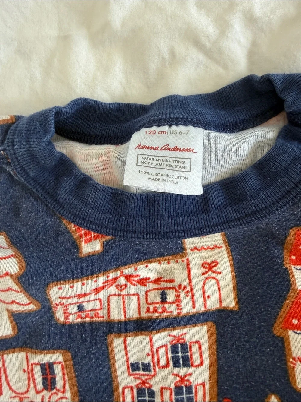 Hanna Andersson 6/7 Navy Holiday Christmas Gingerbread Pajamas